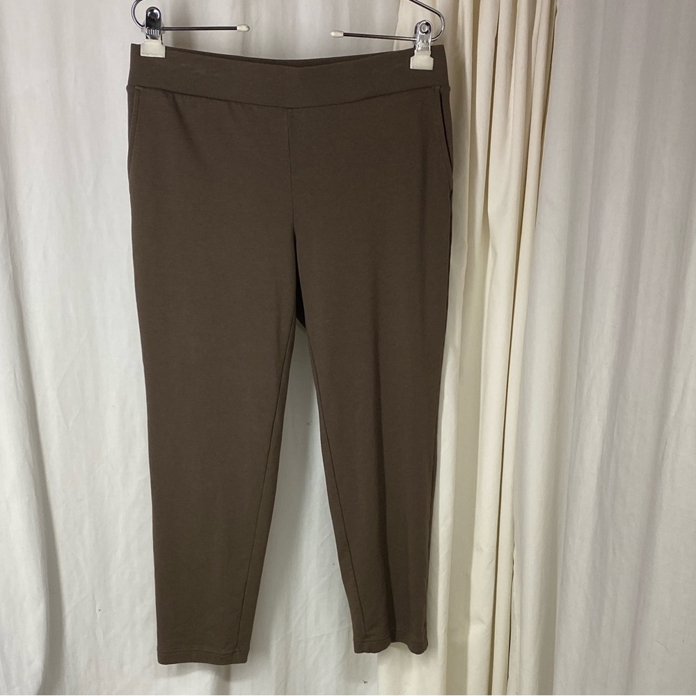 J.Jill S PURE JILL Affinity Brown Slim Leg Crop Cropped Pants Pockets Sweats